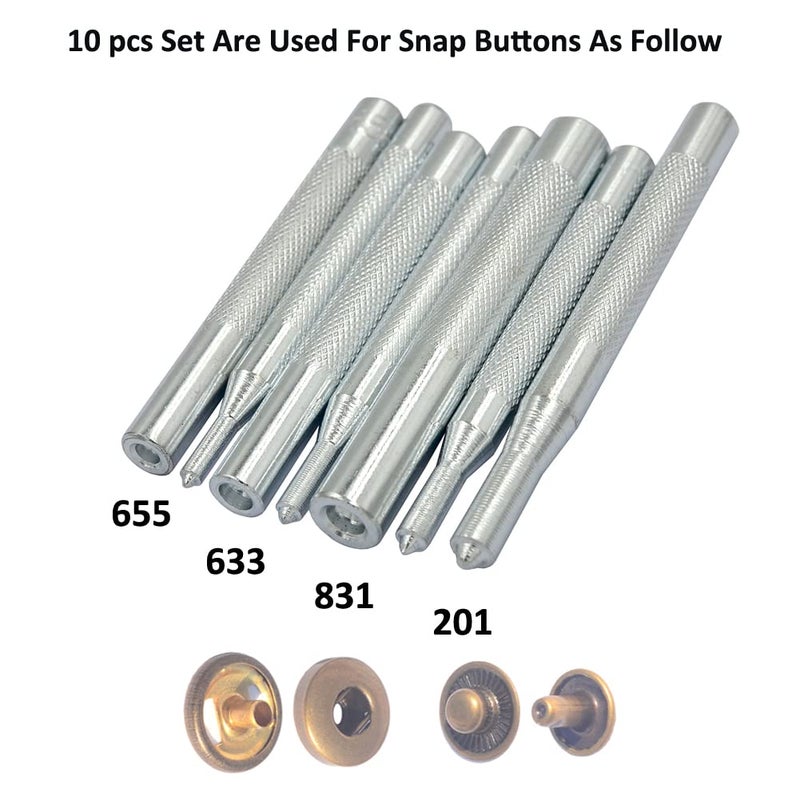DGOL 10 pcs Metal Snap Button Fastener Setter Metal Snaps Press Studs Install Punch Base Tool Kit - Image 2